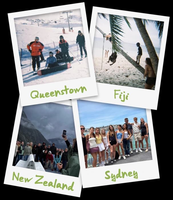 Student tour destination snapshots from New Zealand and Oceania